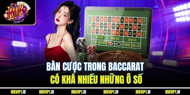 Bàn cược trong Baccarat có khá nhiều những ô số