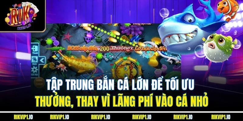 Tập trung bắn cá lớn để tối ưu thưởng, thay vì lãng phí vào cá nhỏ